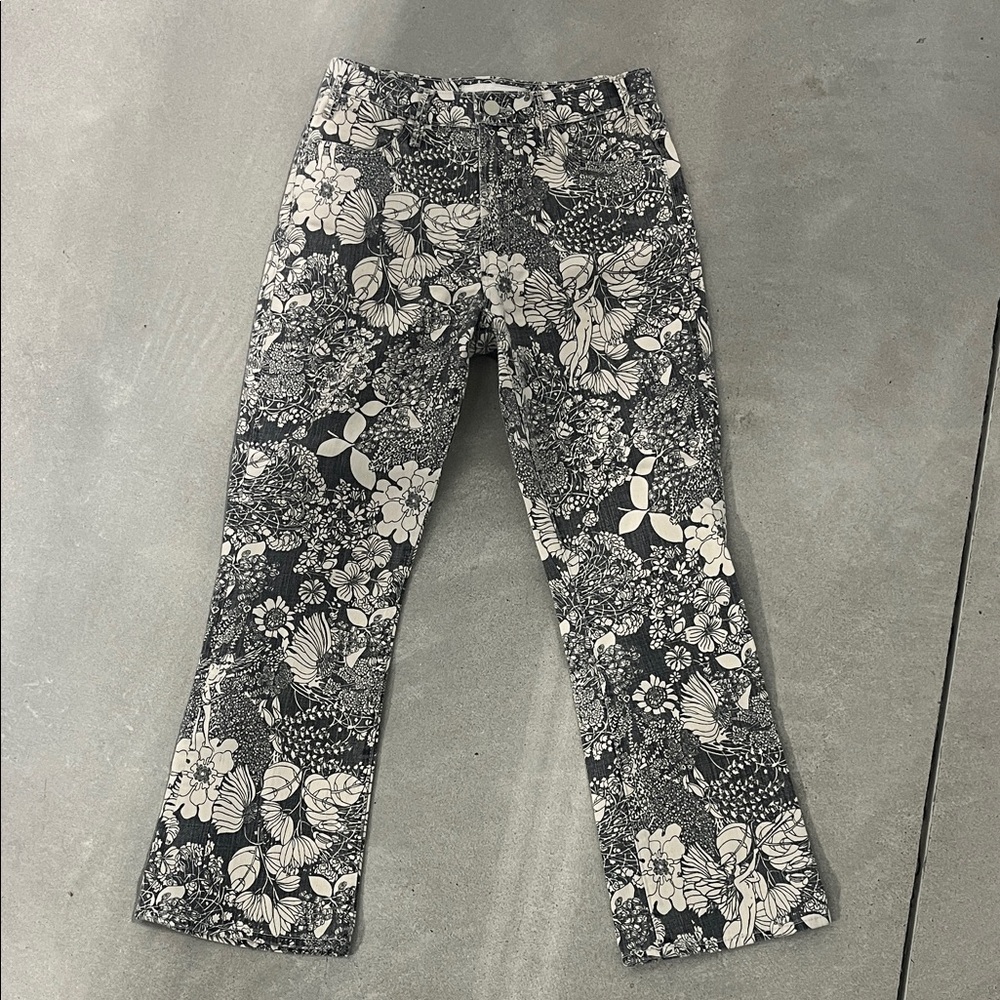 MOTHER Black and White Floral Pants - Picture 2 of 8